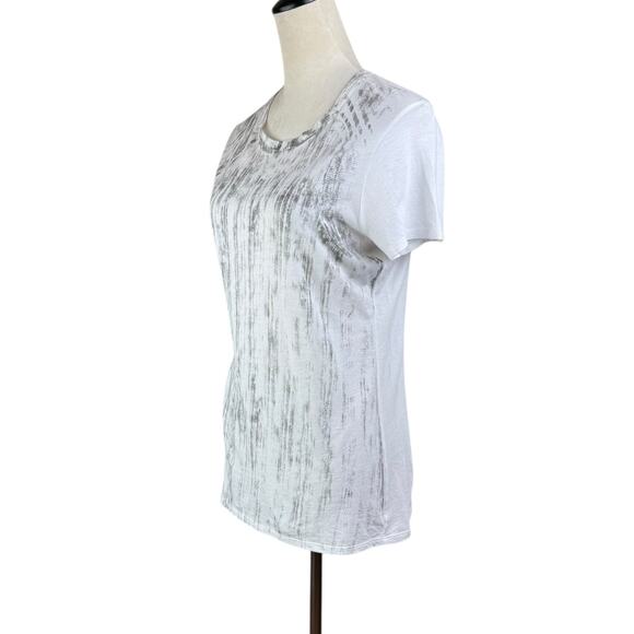 Vince Tie Dye Gray White Short Sleeve Layering Lightweight Edgy T-Shirt - Picture 3 of 9